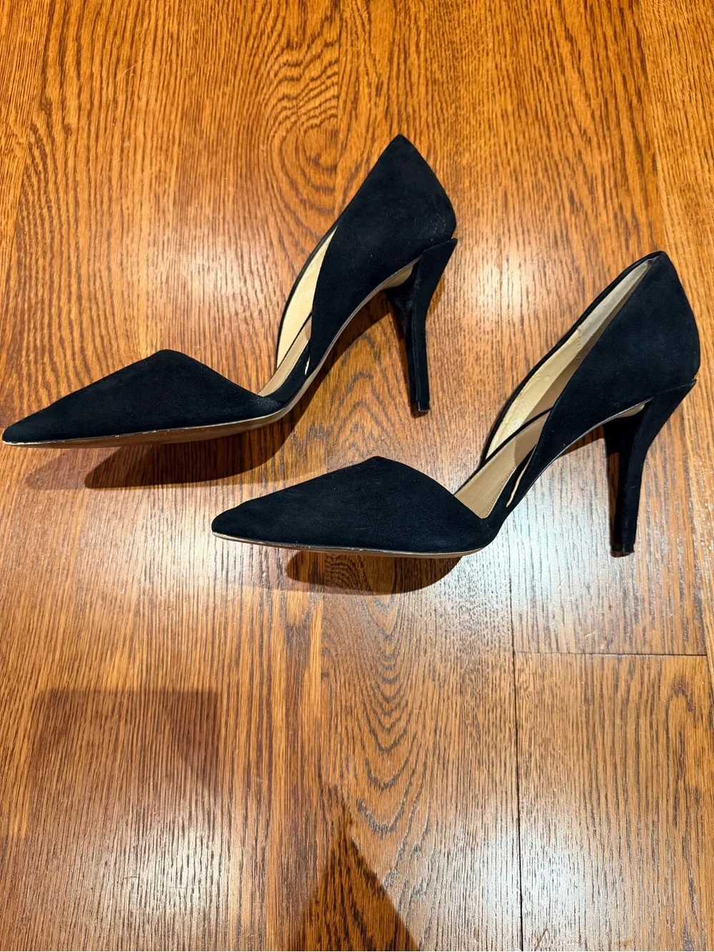 Michael Kors Black Suede D'Orsay Pointed-Toe Stilettos